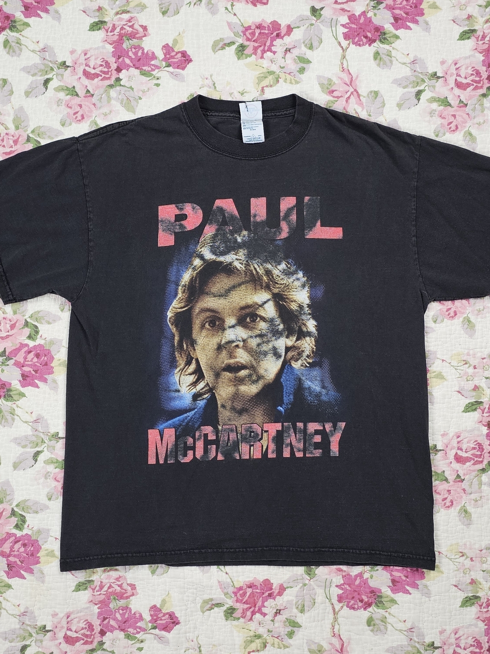 Vintage Beatles Paul McCartney Back in the US Tour Graphic T-Shirt Black